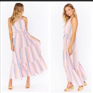 Showmeyourmumu pink stripped maxi - open back - size medium